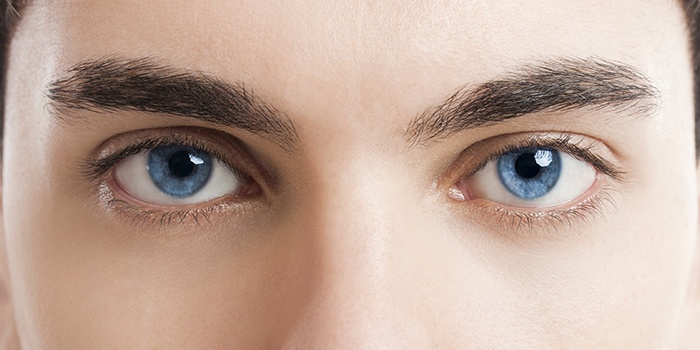 Face with blue eyes staring intently (MODEL)